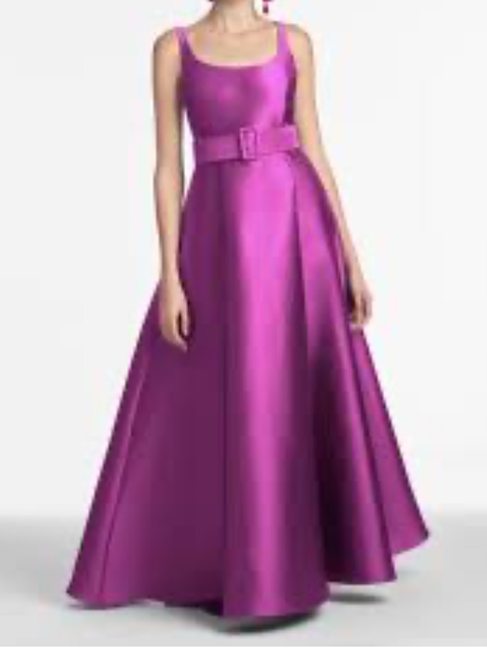 Sachin + Babi Magenta Satin Belted A-Line Maxi Dress